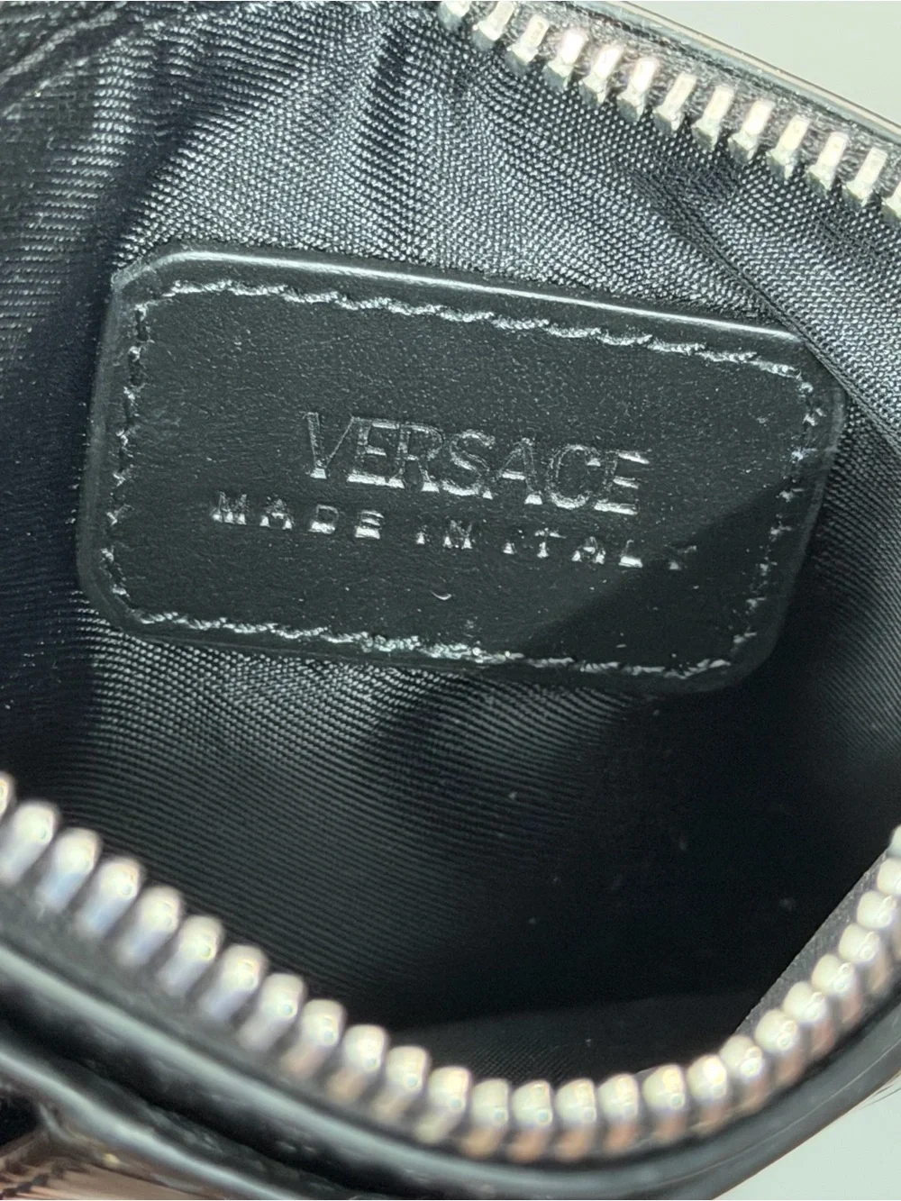Versace black croc medusa biggie zipper card holder